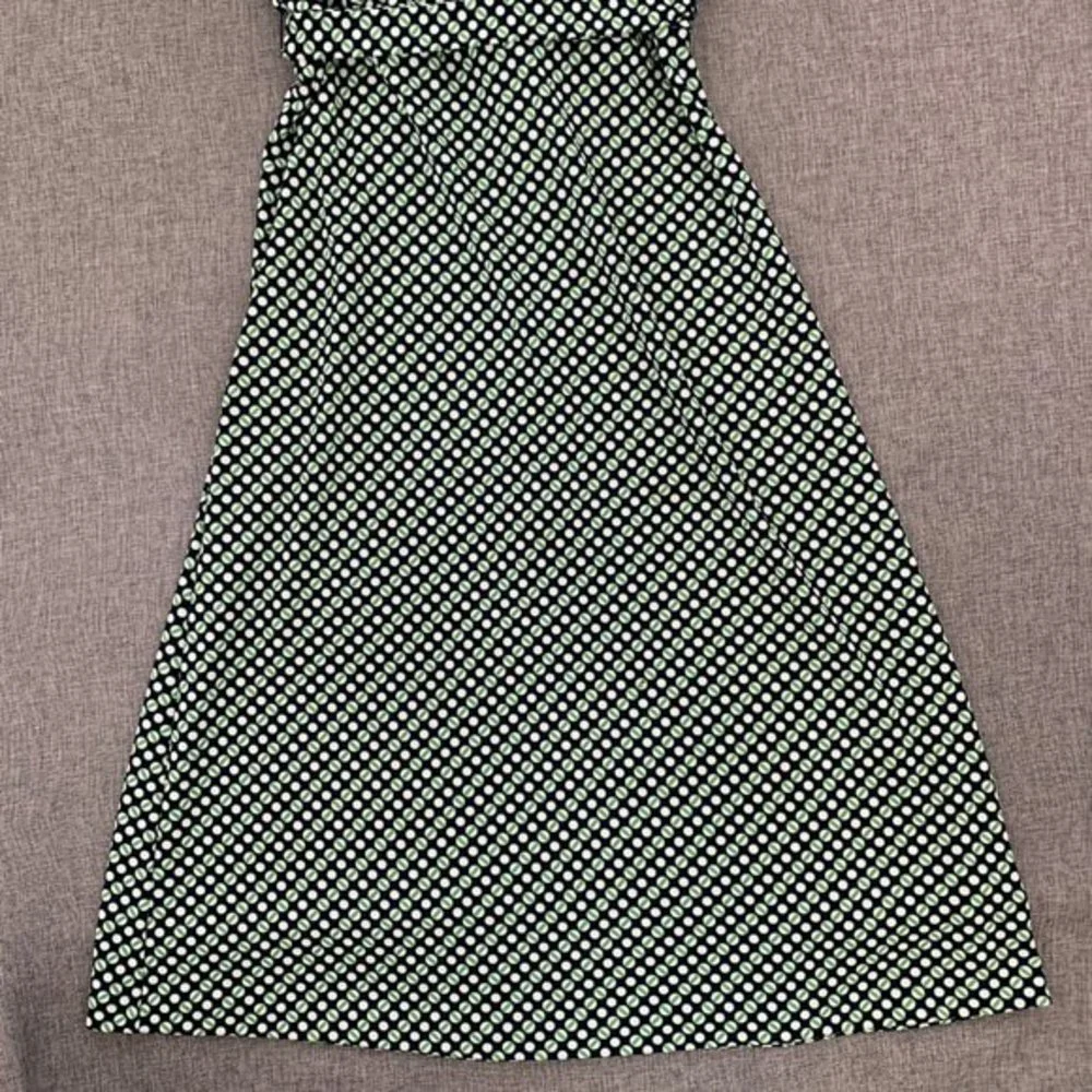 Talbots Belted Sheath Dress Sleeveless Green Black‎ White XS Round Neck Comfort